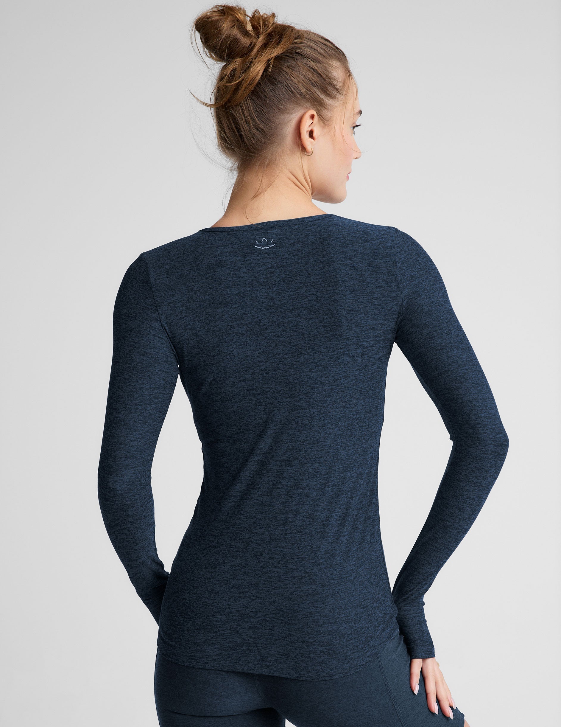 Soft Featherweight Spacedye Crew Neck Pullover Top for Women - Nocturnal Navy