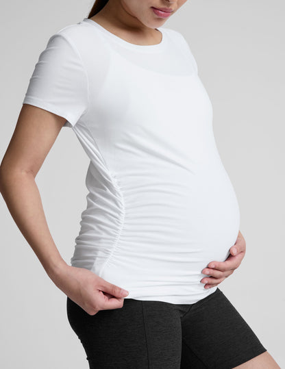 Featherweight Soft Maternity Tee: Ruched Side, Short Sleeve, Ultimate Comfort