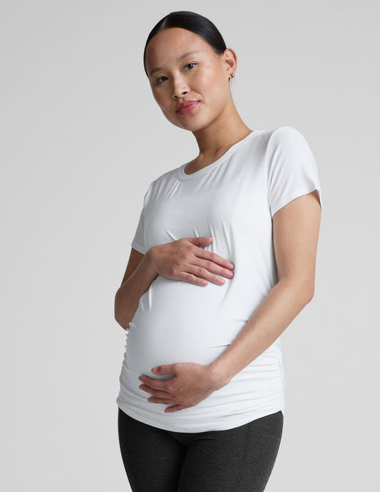 Featherweight Soft Maternity Tee: Ruched Side, Short Sleeve, Ultimate Comfort