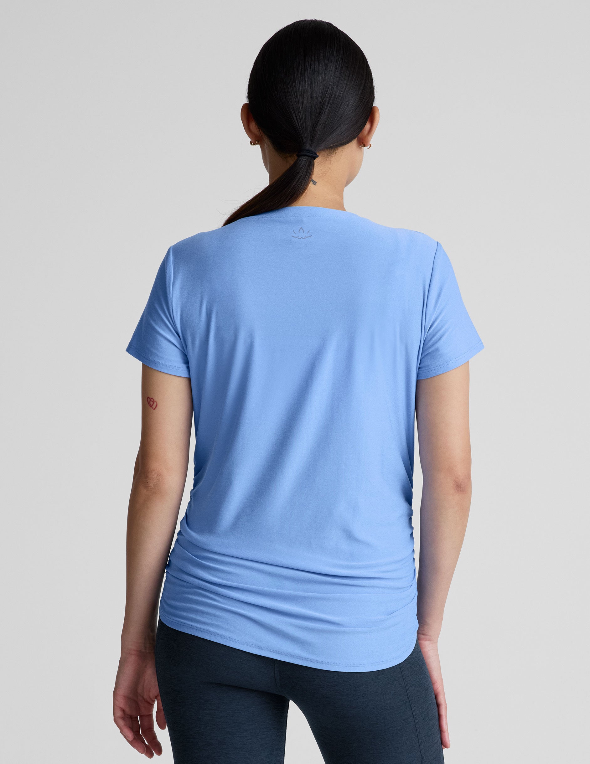 Featherweight Soft Maternity Tee: Comfortable Blue Heather Short Sleeve Top
