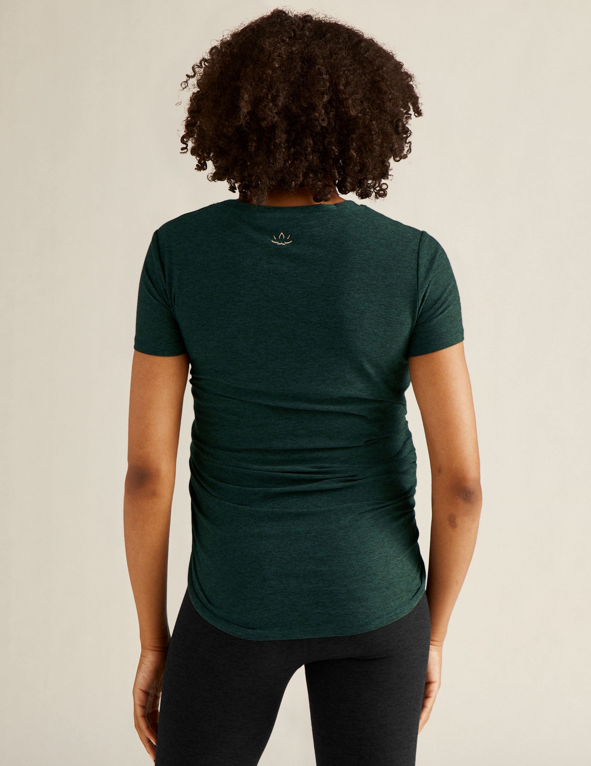 Soft Featherweight Spacedye Maternity Tee: Comfortable Short Sleeve with Ruched Sides