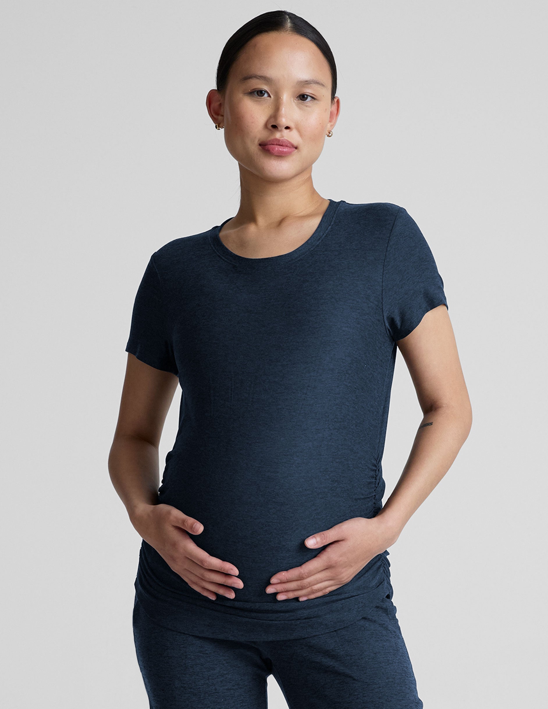 Soft Featherweight Spacedye Maternity Tee: Comfortable Short Sleeve Pregnancy Top