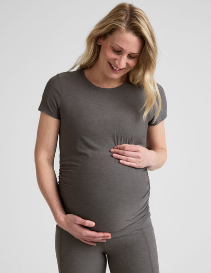 Soft Featherweight Maternity Tee: Comfortable Ruched Side Everyday Short Sleeve Top