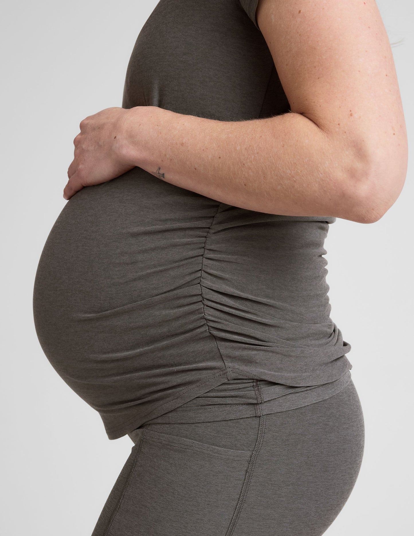 Soft Featherweight Maternity Tee: Comfortable Ruched Side Everyday Short Sleeve Top