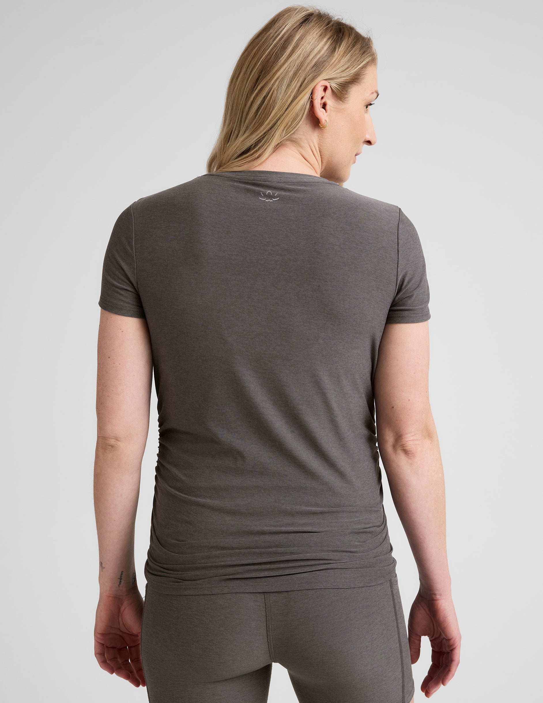 Soft Featherweight Maternity Tee: Comfortable Ruched Side Everyday Short Sleeve Top