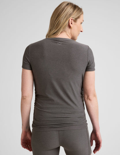 Soft Featherweight Maternity Tee: Comfortable Ruched Side Everyday Short Sleeve Top