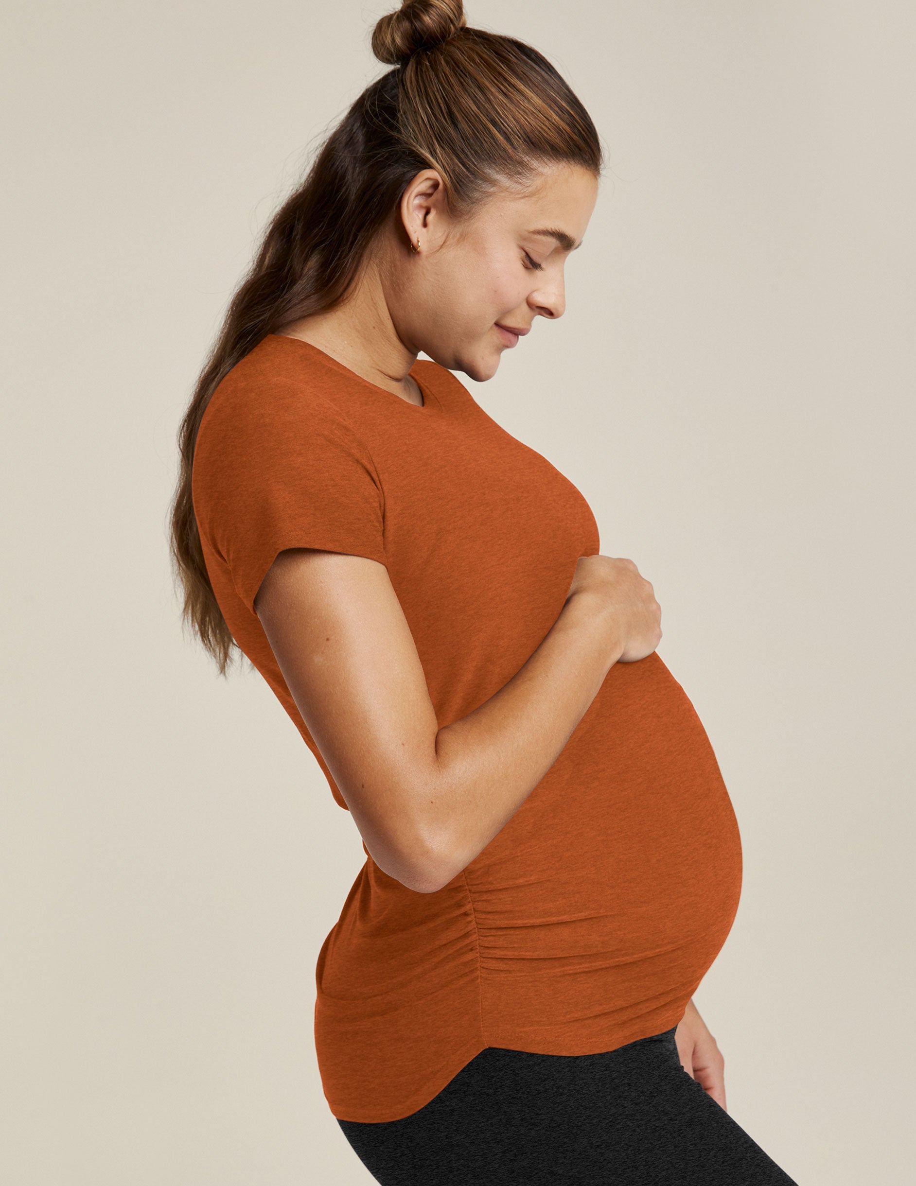 Featherweight Soft Maternity Tee: Everyday Short Sleeve Comfort with Ruched Sides