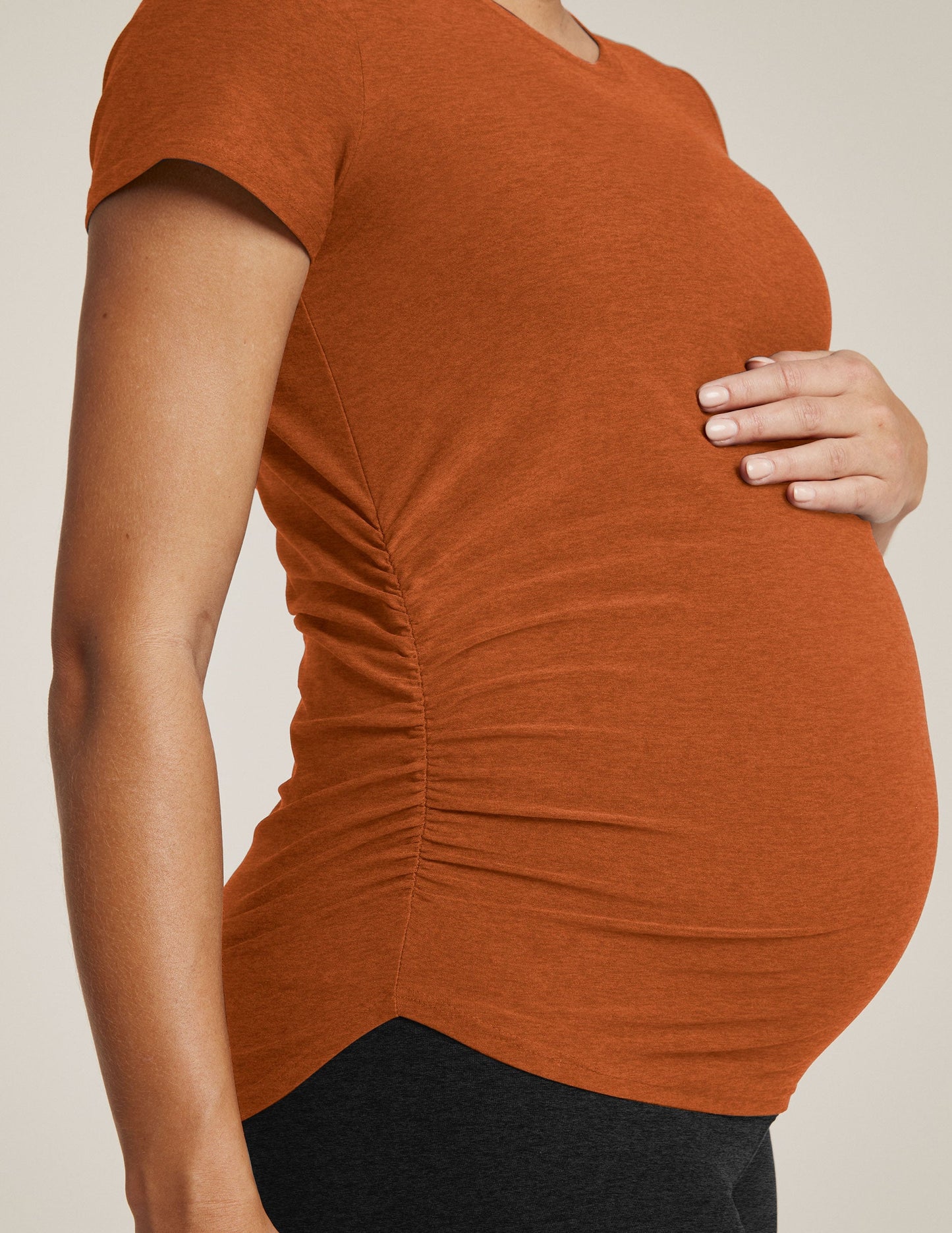 Featherweight Soft Maternity Tee: Everyday Short Sleeve Comfort with Ruched Sides