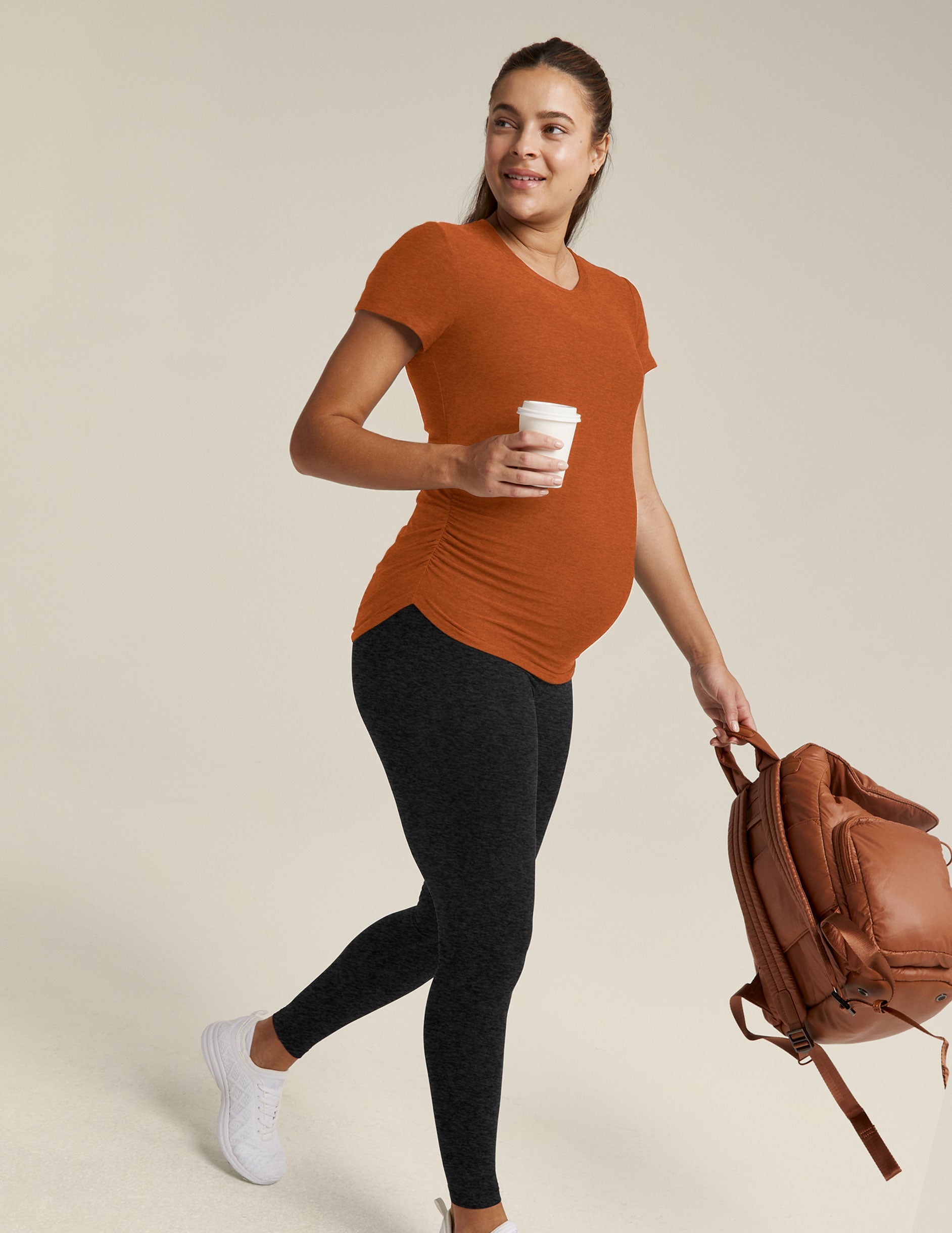 Featherweight Soft Maternity Tee: Everyday Short Sleeve Comfort with Ruched Sides
