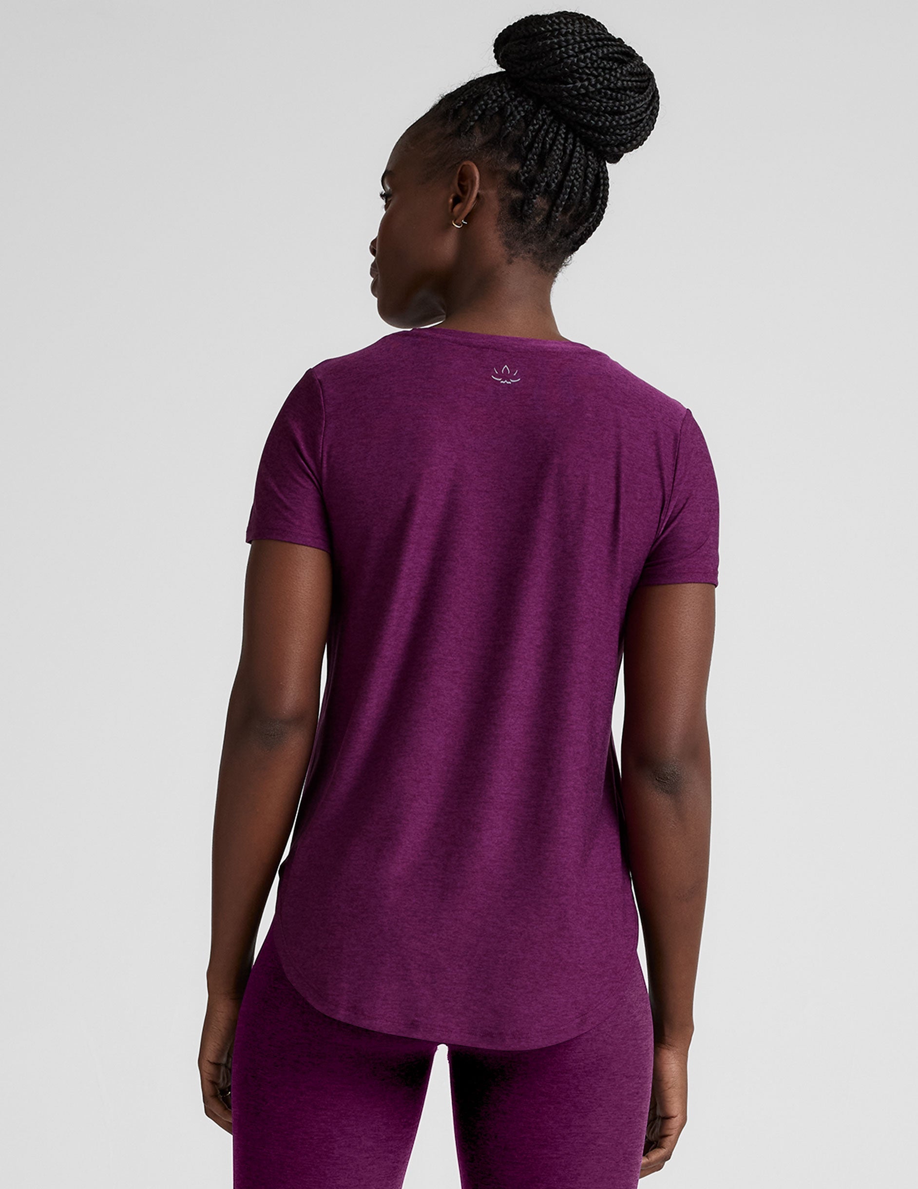 Soft Featherweight Spacedye Relaxed Fit Short Sleeve Tee with Curved Hem