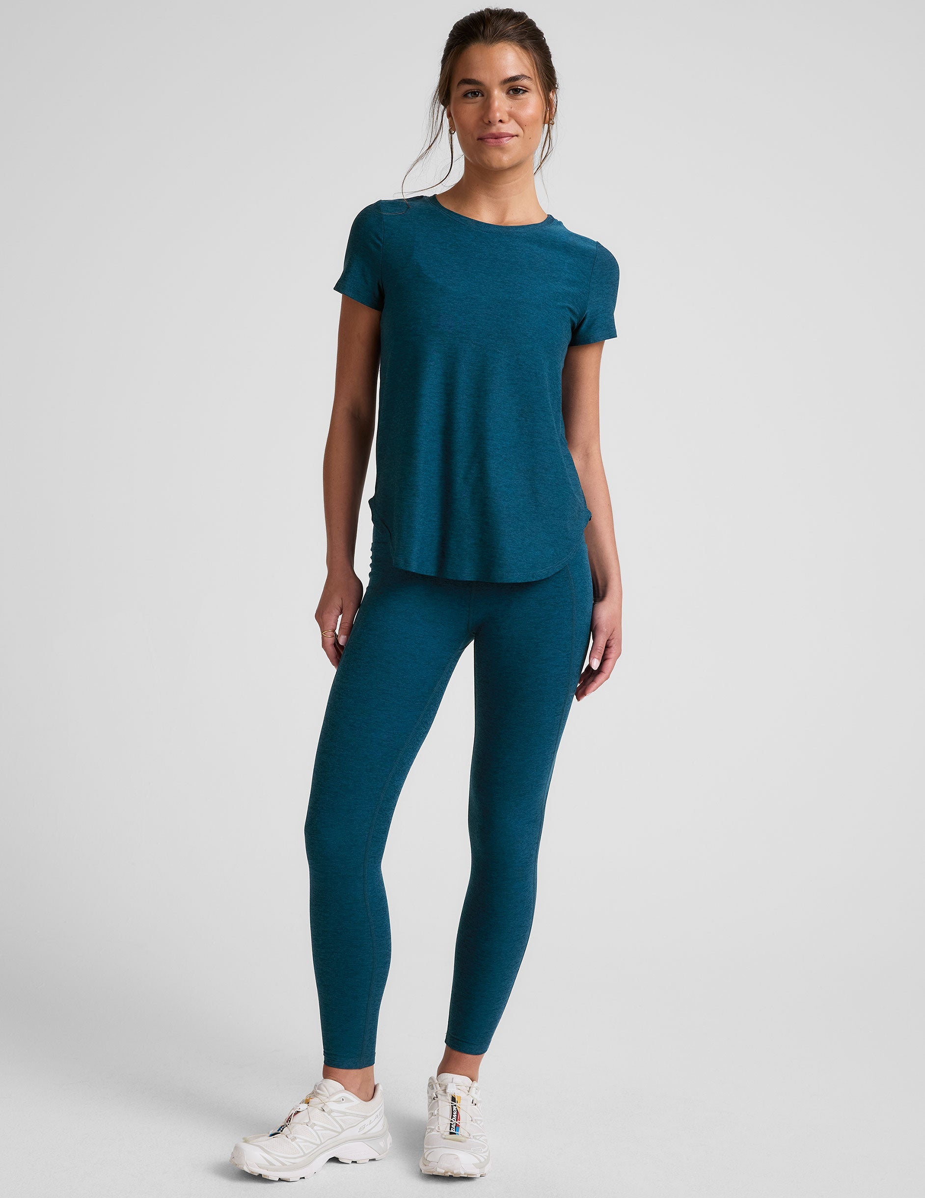 Ultra-Soft Featherweight Spacedye Relaxed Fit Tee with Curved Hem and Short Sleeves