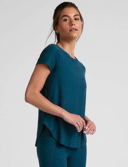 Ultra-Soft Featherweight Spacedye Relaxed Fit Tee with Curved Hem and Short Sleeves