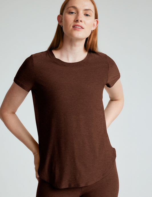 Featherweight Spacedye Relaxed Fit Tee: Lightweight Short Sleeve Curved Hem Comfort Top