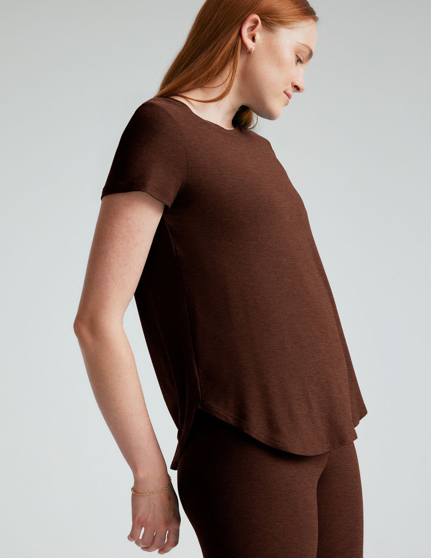 Featherweight Spacedye Relaxed Fit Tee: Lightweight Short Sleeve Curved Hem Comfort Top