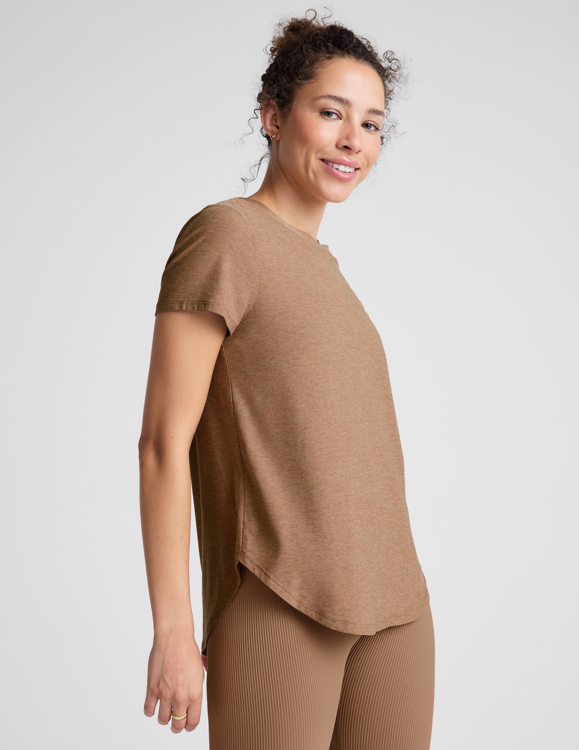 Ultra-Soft Featherweight Spacedye Relaxed Fit T-Shirt with Curved Hem