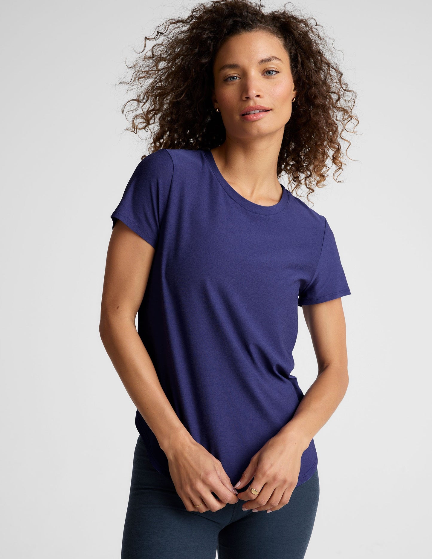 Beyond Yoga Featherweight Spacedye Relaxed Short Sleeve T-Shirt Curved Hem