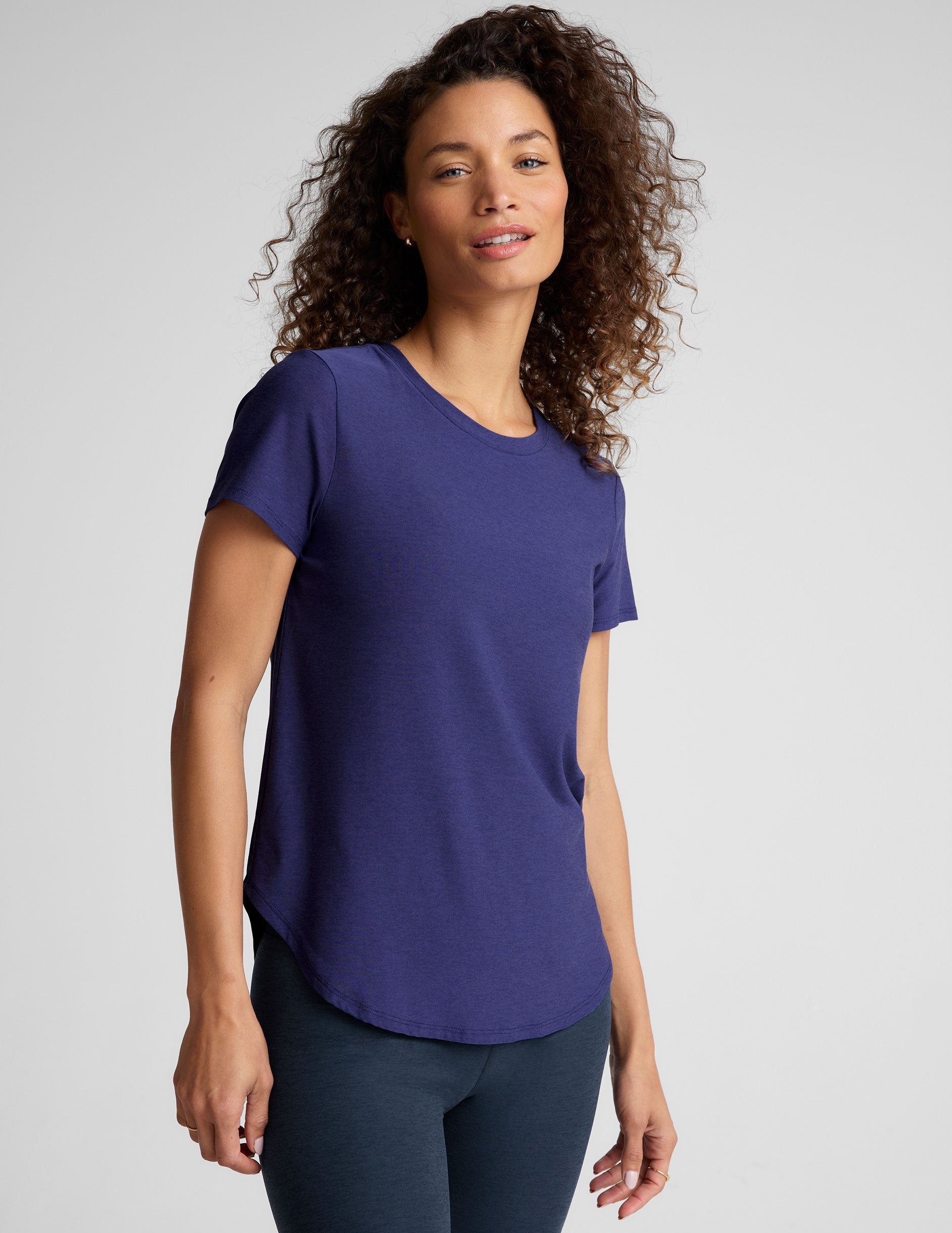 Beyond Yoga Featherweight Spacedye Relaxed Short Sleeve T-Shirt Curved Hem
