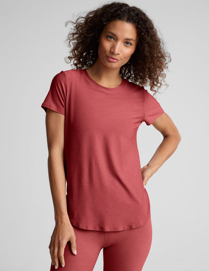 Ultra-Soft Featherweight Down Low Tee: Relaxed Fit, Curved Hem, Short Sleeve Top