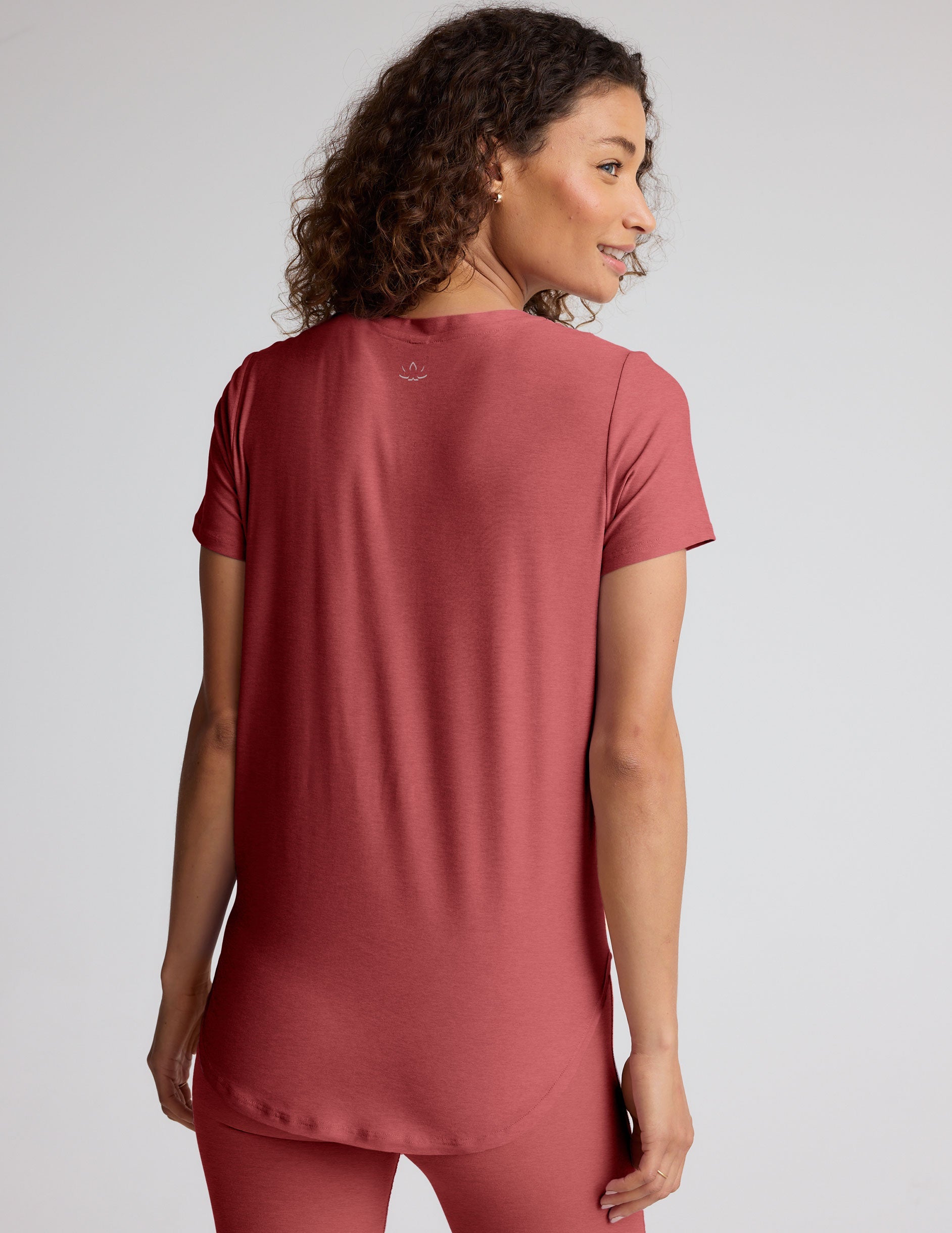 Ultra-Soft Featherweight Down Low Tee: Relaxed Fit, Curved Hem, Short Sleeve Top
