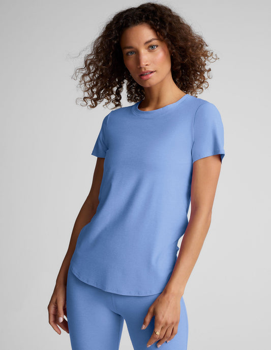 Featherweight Soft Blue Heather Tee: Women's Relaxed Fit Short Sleeve Top