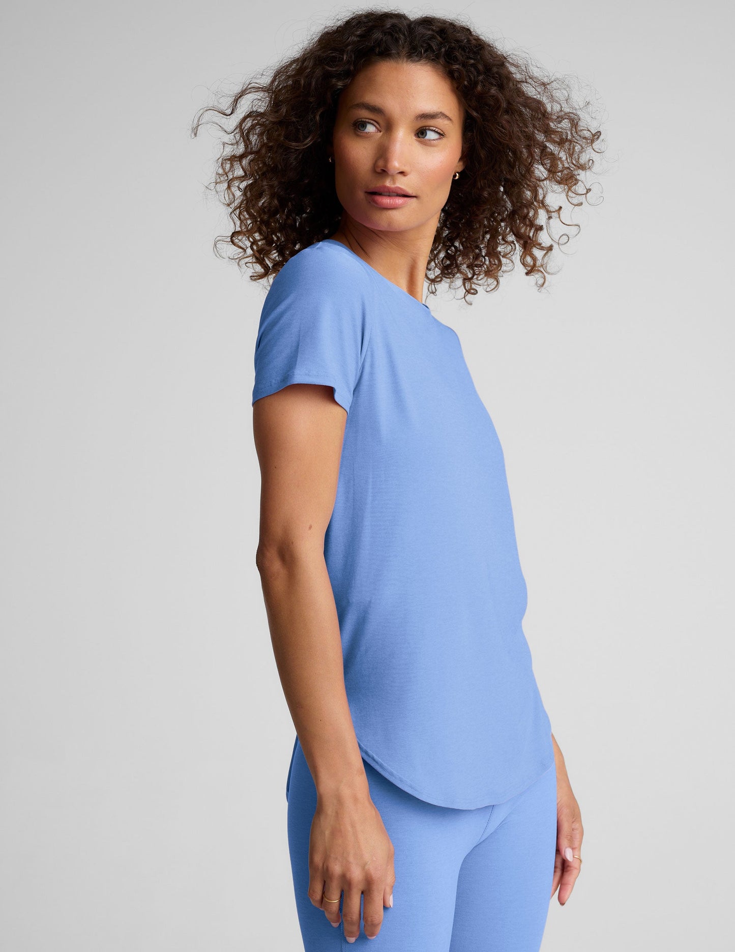 Featherweight Soft Blue Heather Tee: Women's Relaxed Fit Short Sleeve Top