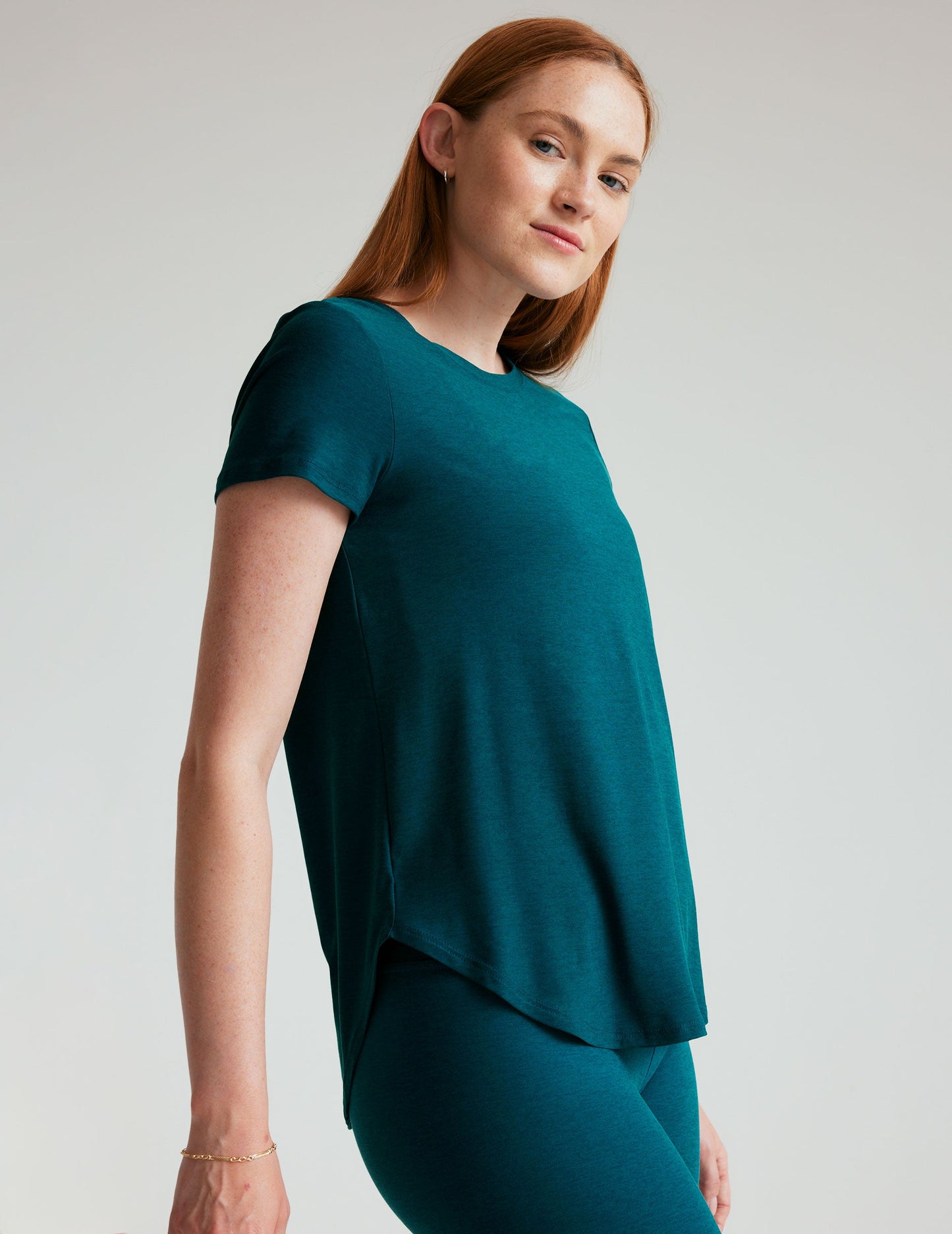 Featherweight Soft Relaxed Fit Tee - Lightweight Short Sleeve Curved Hem