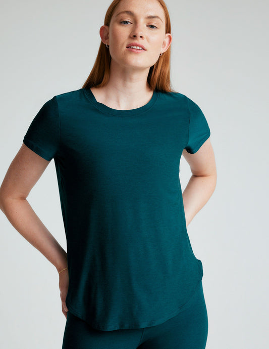 Featherweight Soft Relaxed Fit Tee - Lightweight Short Sleeve Curved Hem