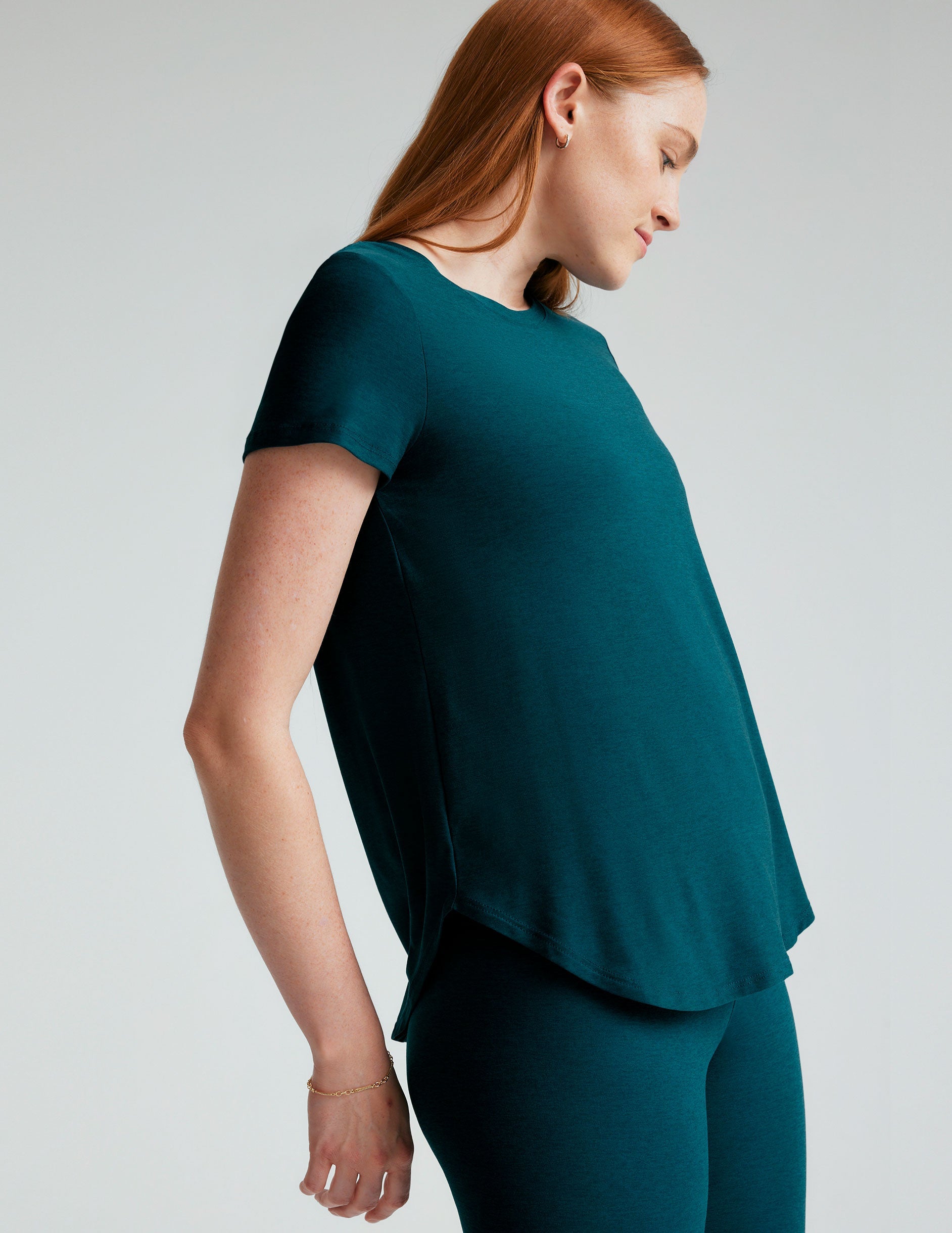 Featherweight Soft Relaxed Fit Tee - Lightweight Short Sleeve Curved Hem
