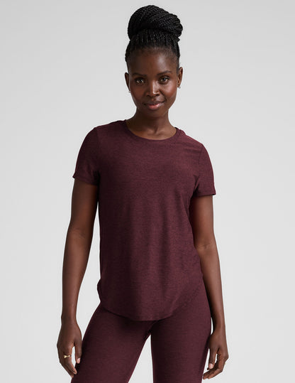 Featherweight Spacedye Relaxed Fit Tee: Soft Lightweight Curved Hem Short Sleeve