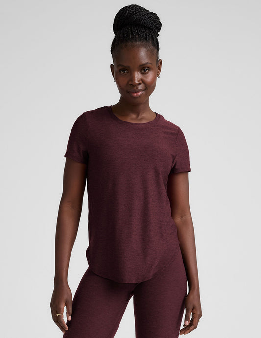 Featherweight Spacedye Relaxed Fit Tee: Soft Lightweight Curved Hem Short Sleeve