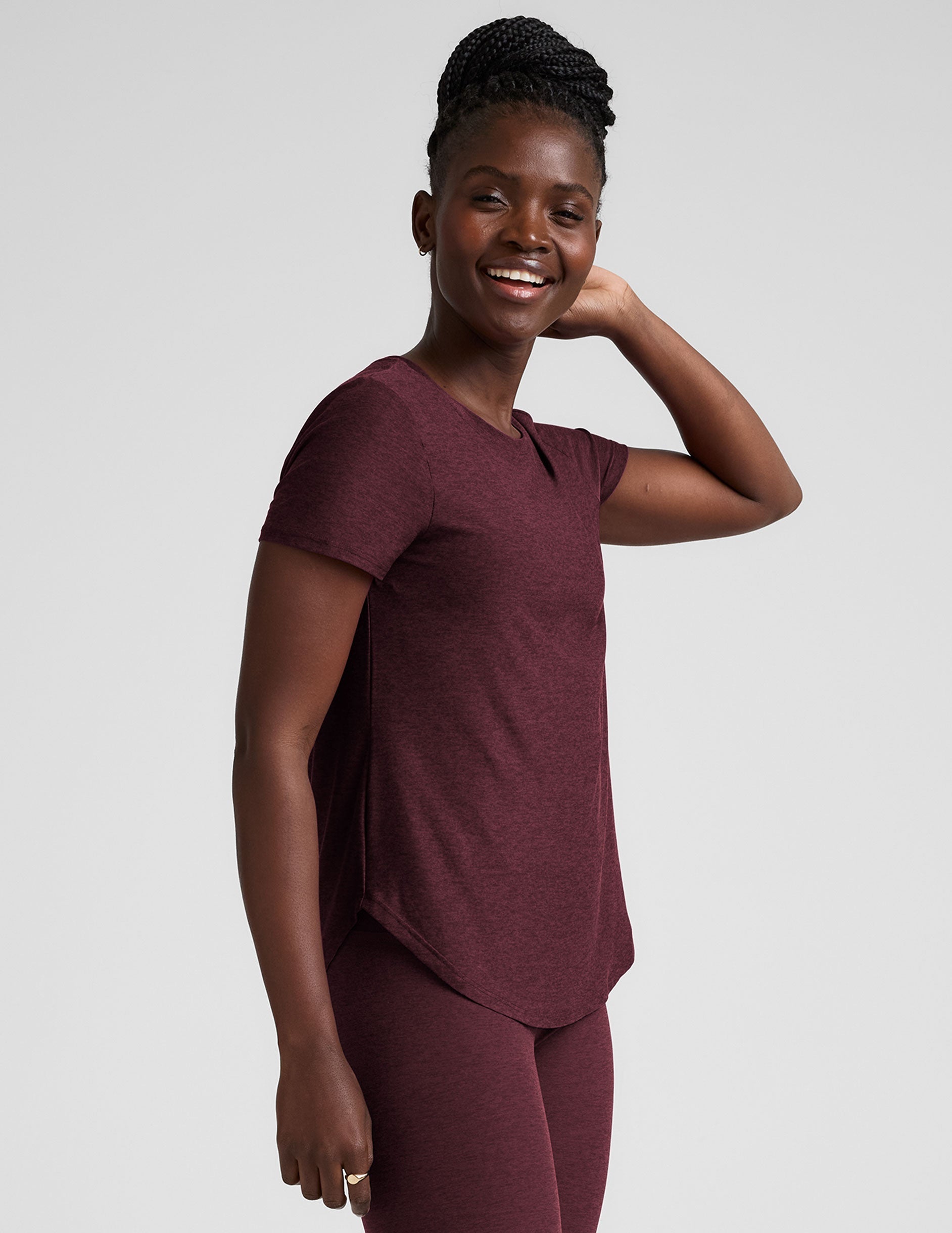 Featherweight Spacedye Relaxed Fit Tee: Soft Lightweight Curved Hem Short Sleeve