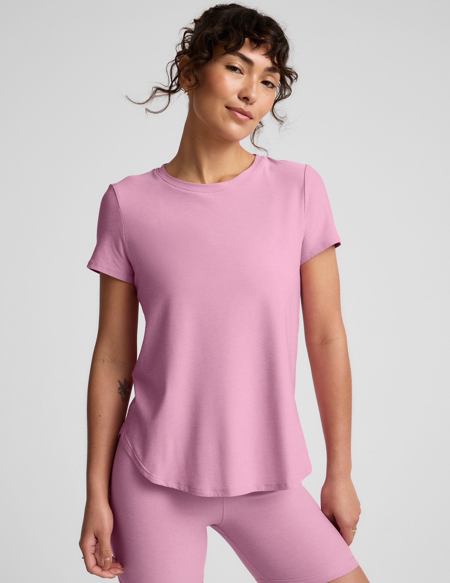 Featherweight Spacedye Relaxed Tee: Soft Short Sleeve Low Hip Coverage Top