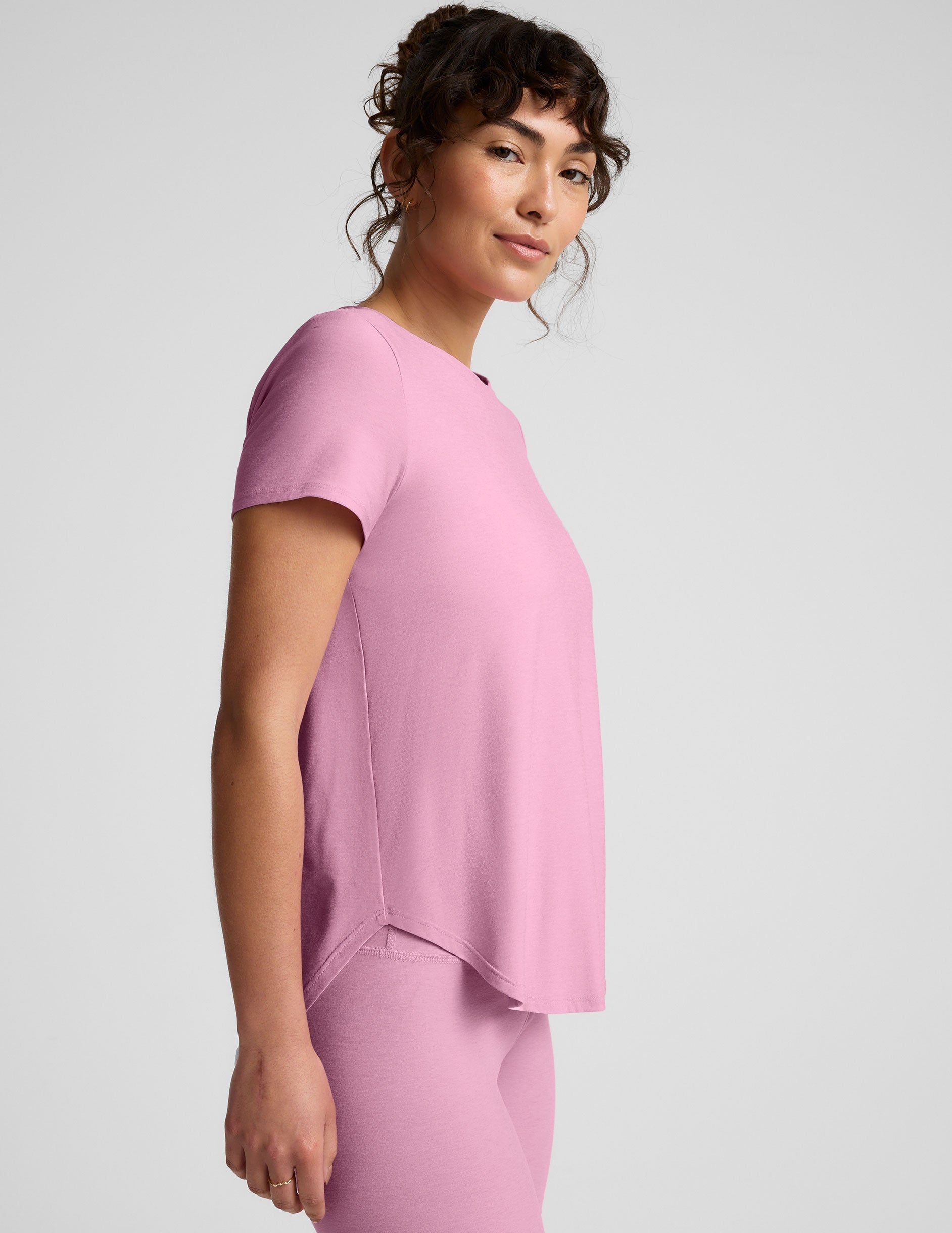 Featherweight Spacedye Relaxed Tee: Soft Short Sleeve Low Hip Coverage Top