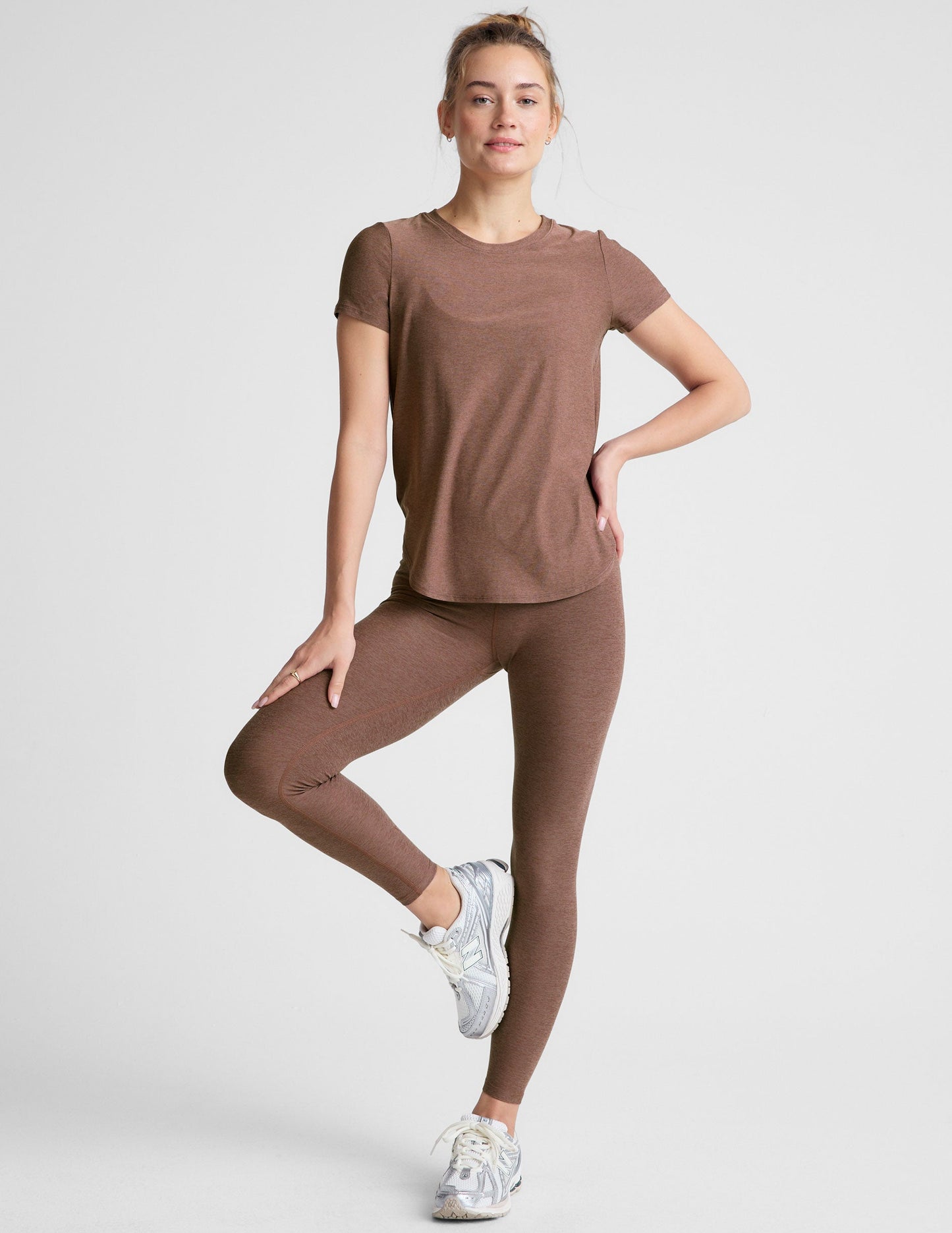 Ultra-Soft Featherweight Spacedye Short Sleeve Tee with Curved Hem
