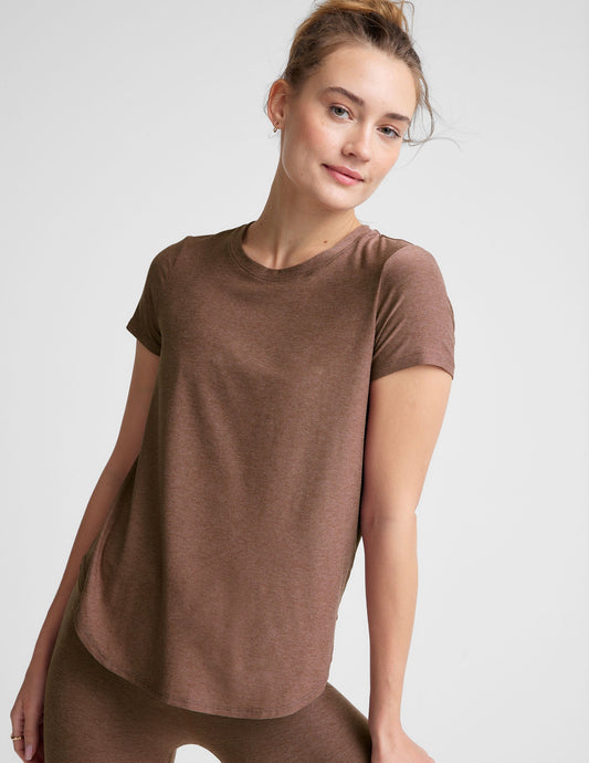Ultra-Soft Featherweight Spacedye Short Sleeve Tee with Curved Hem