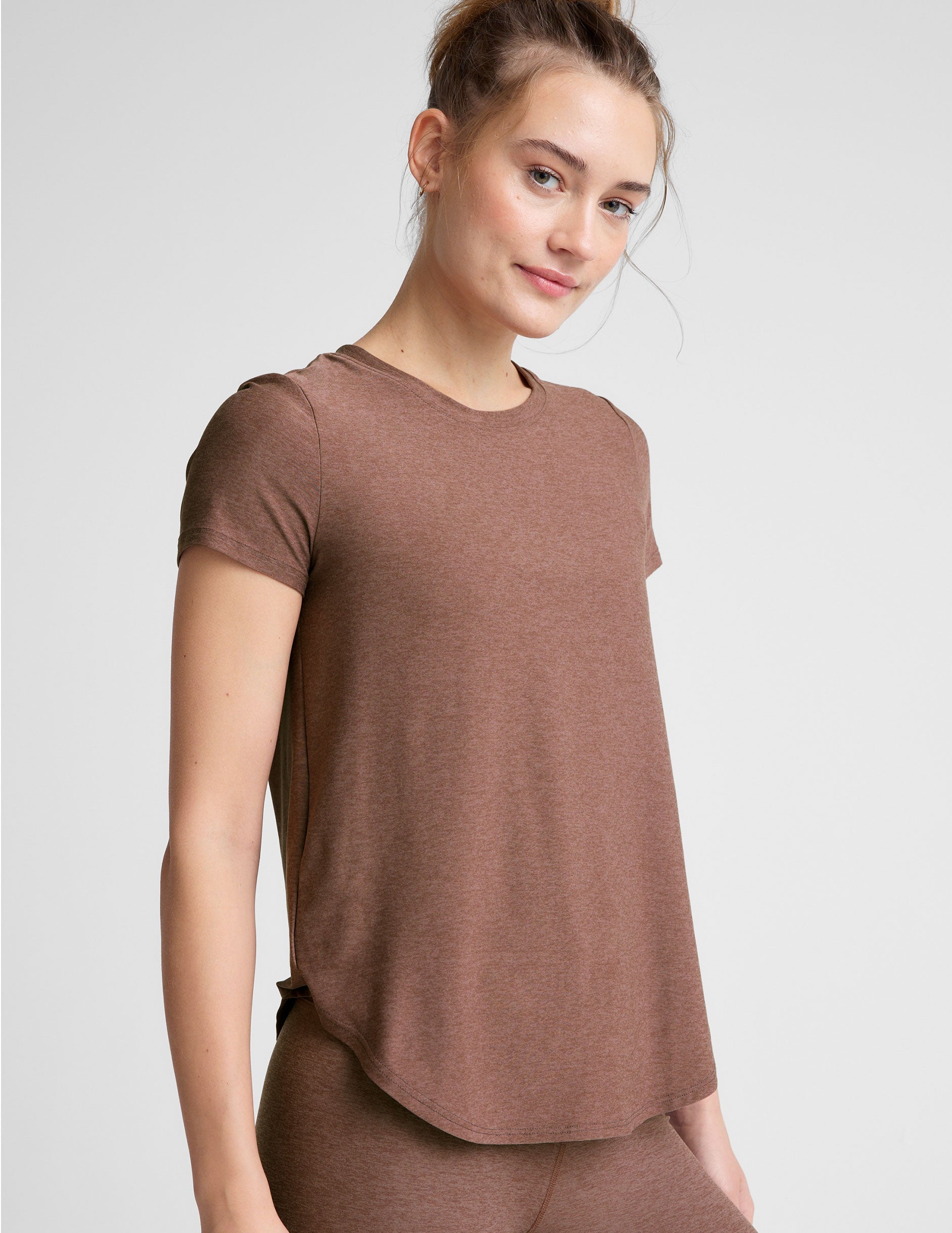 Ultra-Soft Featherweight Spacedye Short Sleeve Tee with Curved Hem