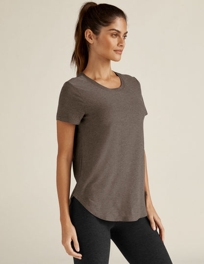 Featherweight Soft Umber Heather Relaxed-Fit Scoop Neck Short Sleeve Tee
