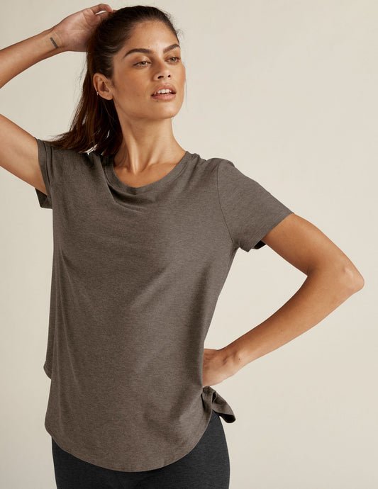 Featherweight Soft Umber Heather Relaxed-Fit Scoop Neck Short Sleeve Tee