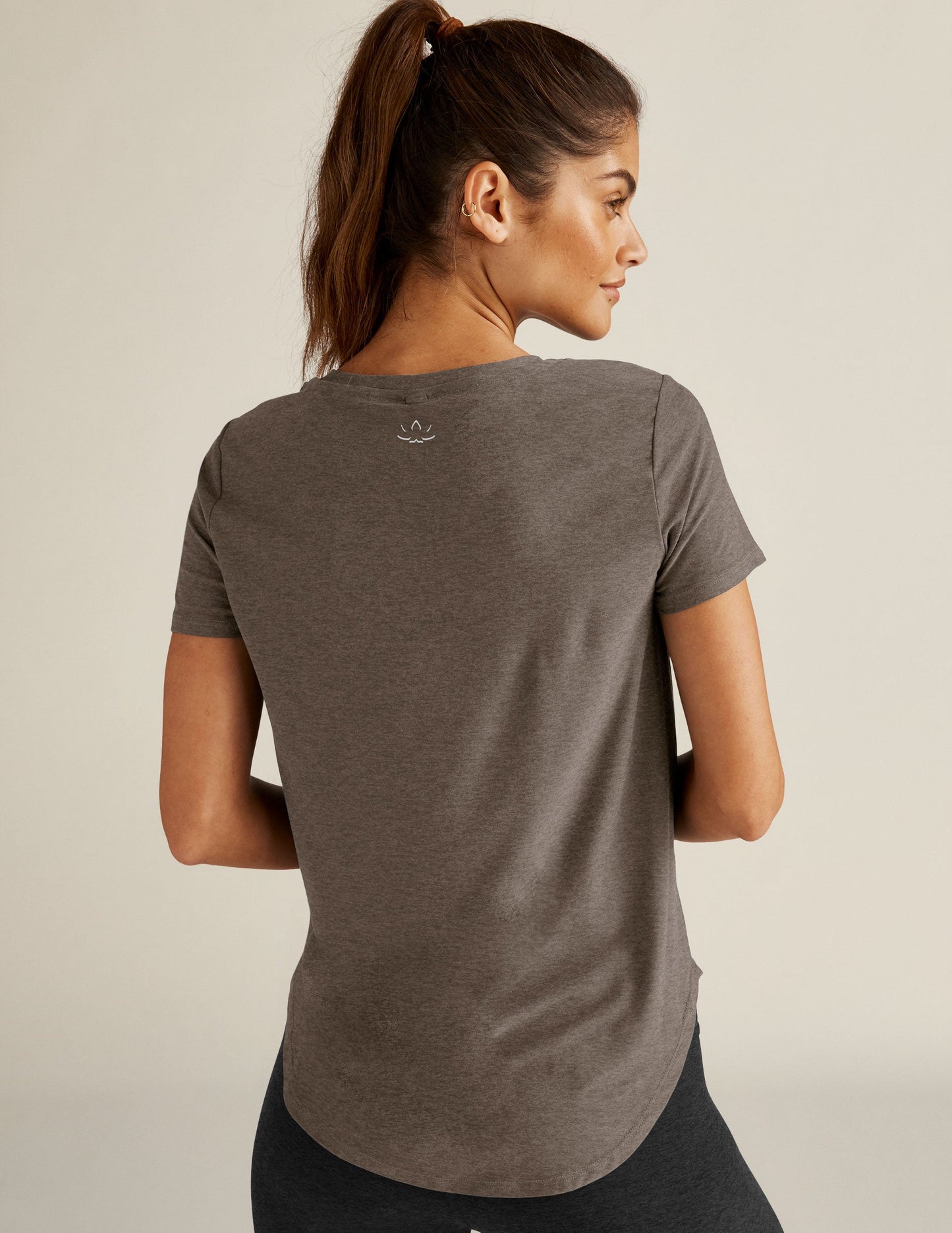 Featherweight Soft Umber Heather Relaxed-Fit Scoop Neck Short Sleeve Tee