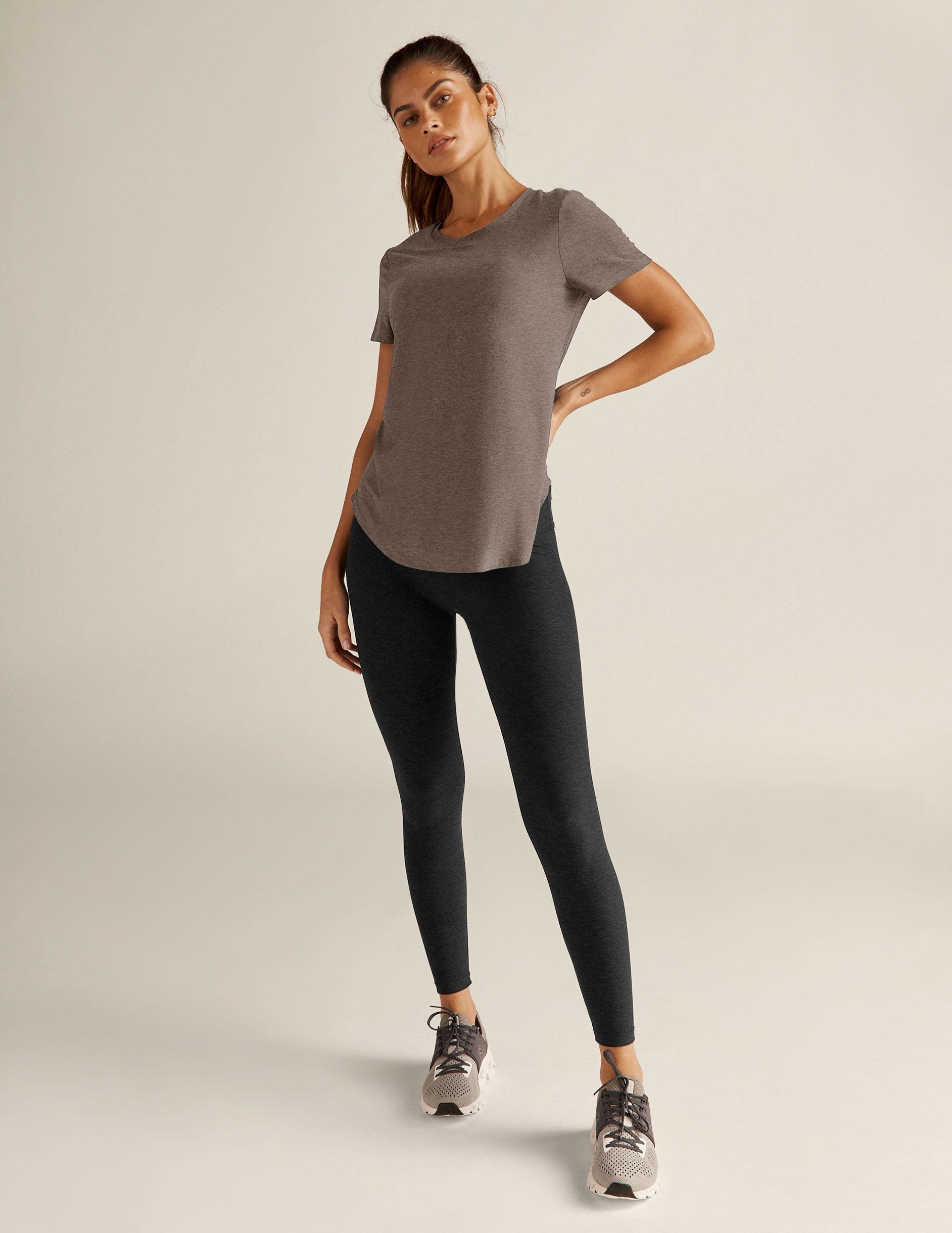 Featherweight Soft Umber Heather Relaxed-Fit Scoop Neck Short Sleeve Tee