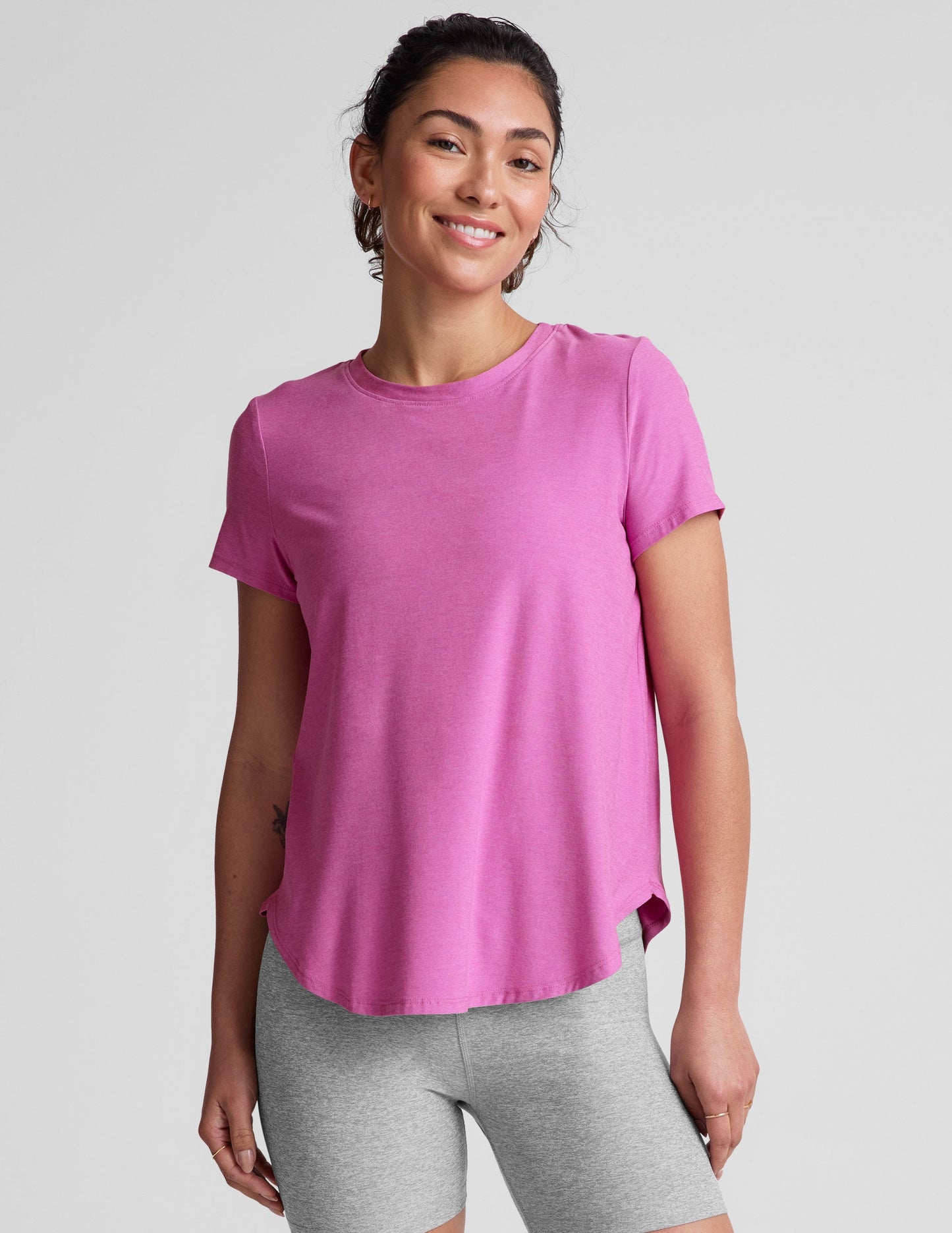 Ultra-Soft Featherweight Spacedye Relaxed Fit Tee with Curved Hem