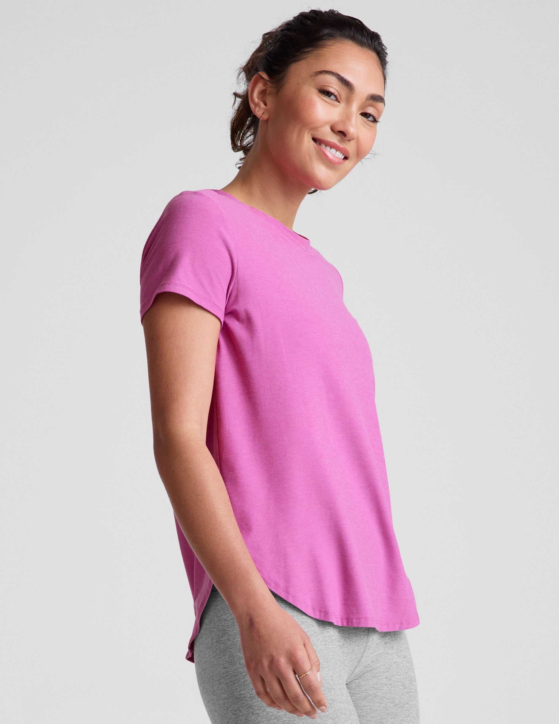 Ultra-Soft Featherweight Spacedye Relaxed Fit Tee with Curved Hem