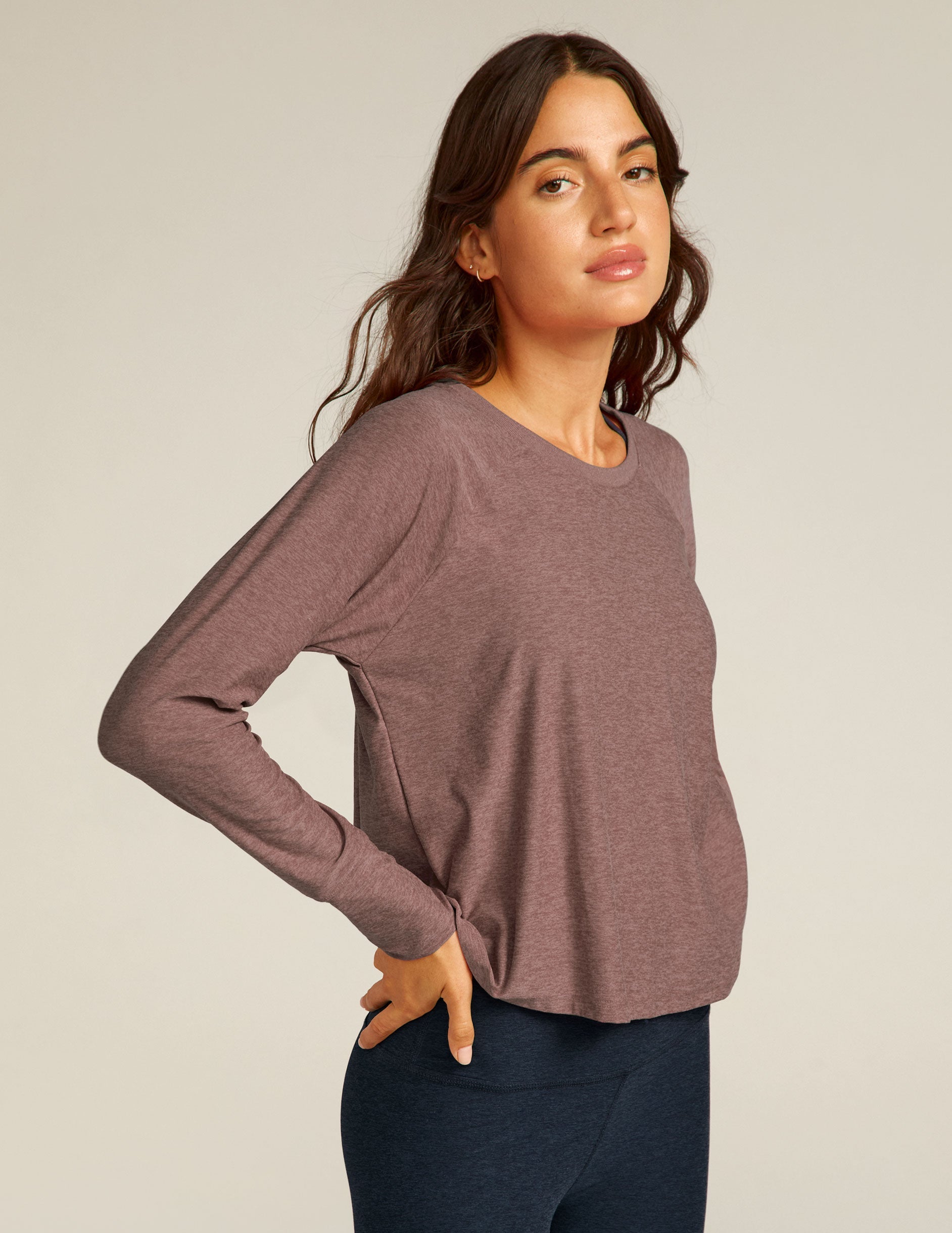 Buttery Soft Featherweight Daydreamer Pullover: Lightweight Long Sleeve Crew Neck Top