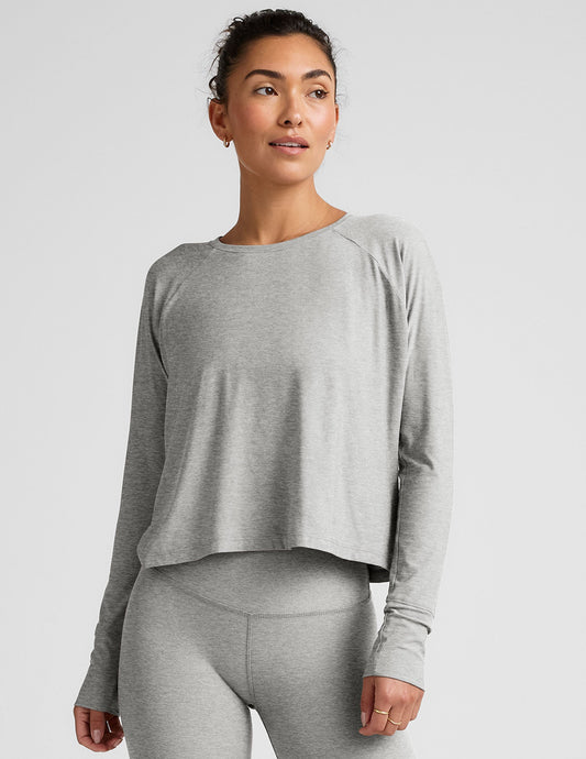 Buttery Soft Featherweight Daydreamer Pullover Tee: Lightweight Raglan Long Sleeve Top