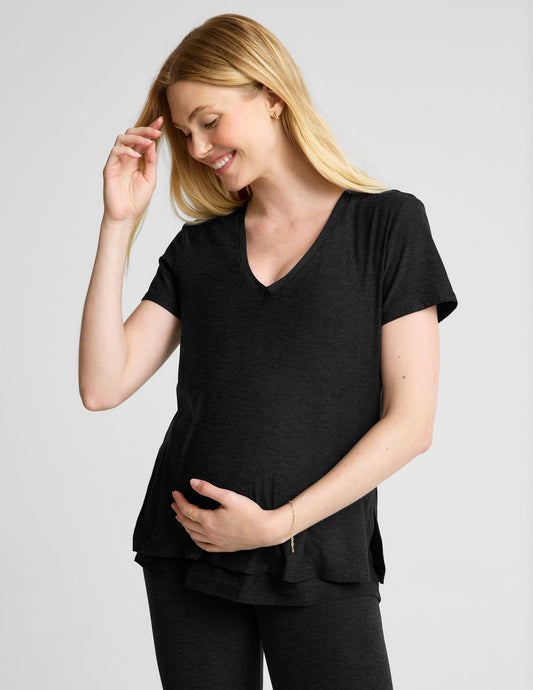 Ultra-Soft Featherweight V-Neck Maternity Nursing Tee for Cozy Coverage