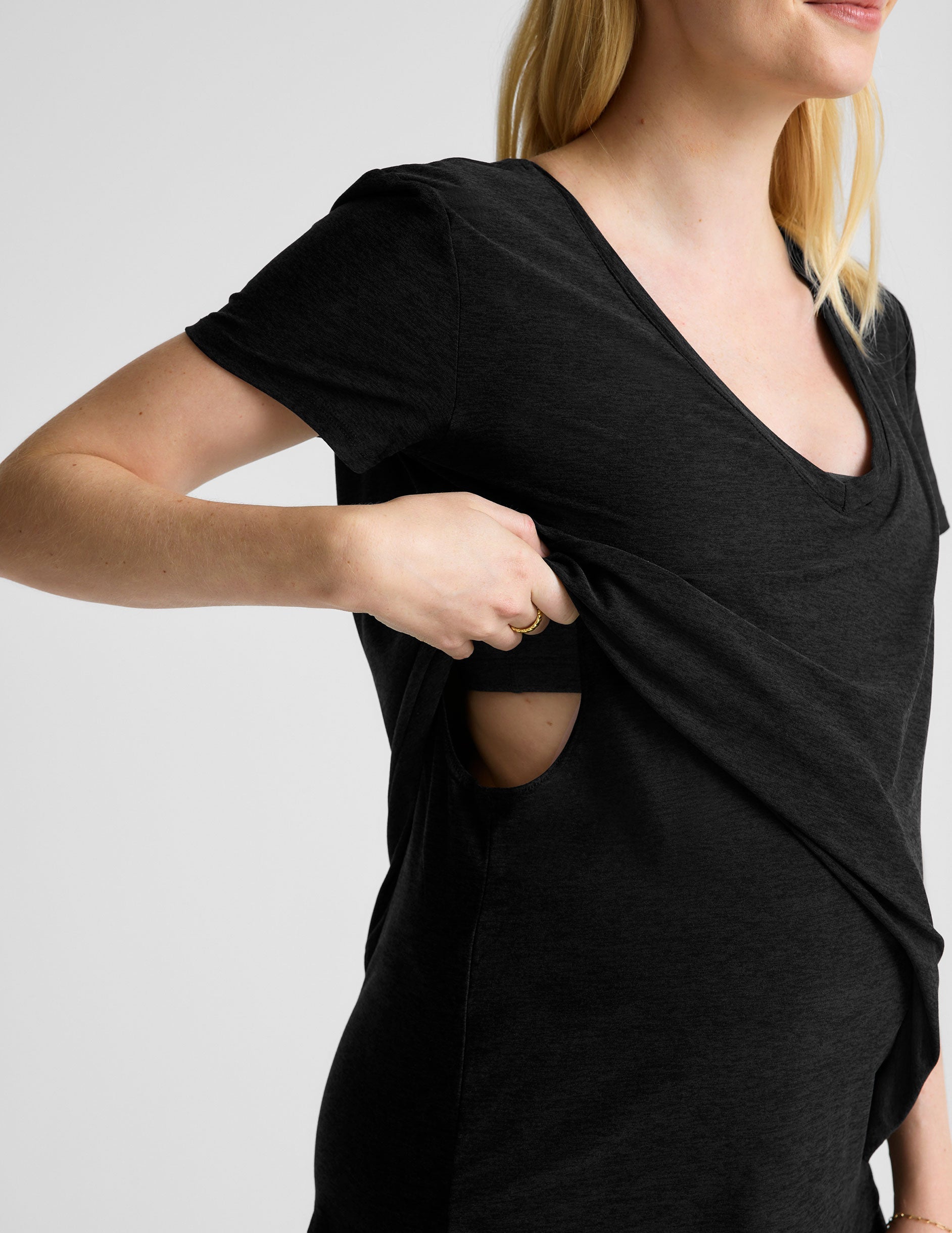 Ultra-Soft Featherweight V-Neck Maternity Nursing Tee for Cozy Coverage