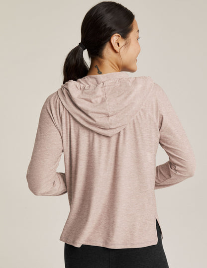 Featherweight Spacedye V-Neck Hoodie: Lightweight Relaxed Fit Long Sleeve Top
