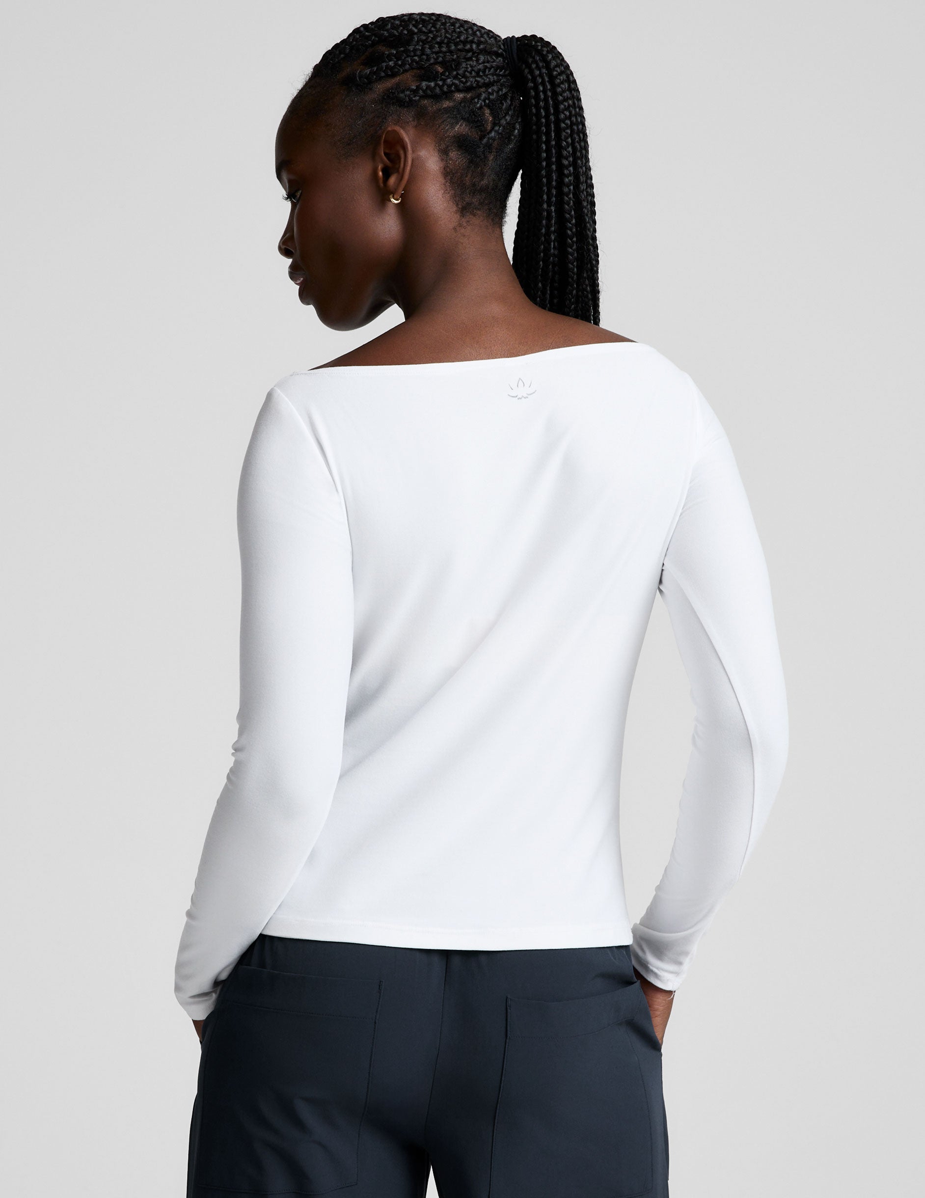 Cloud White Featherweight Sun Blocking Long Sleeve Boat Neck Pullover Top