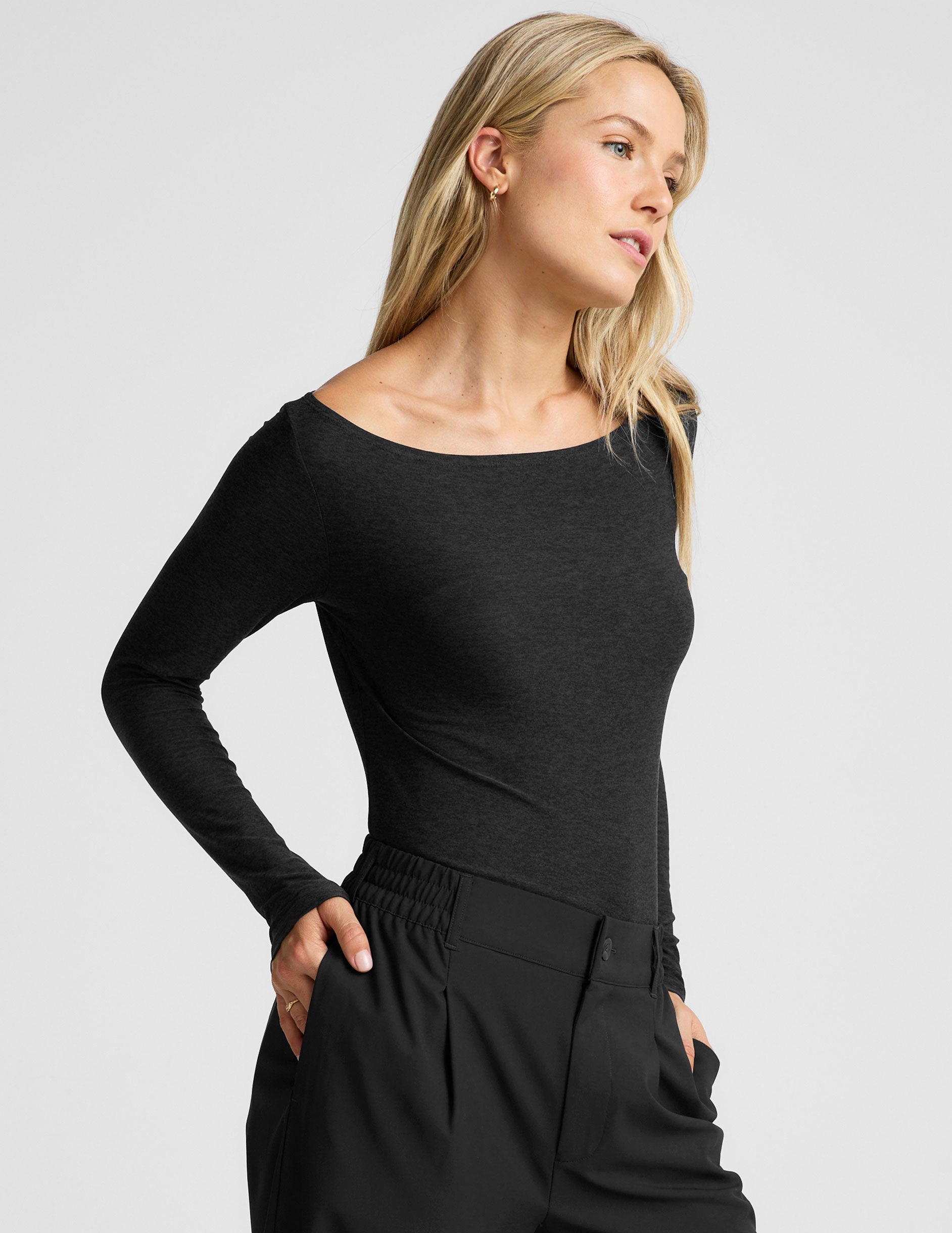 Featherweight Boat Neck Long Sleeve Pullover: Sun Protective, Soft, Lightweight Top