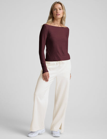Featherweight Boat Neck Pullover Top with Sun Protection and Long Sleeves